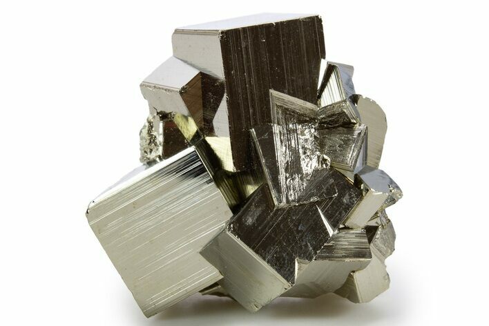 Gleaming Striated Cubic Pyrite Cluster - Peru #341549